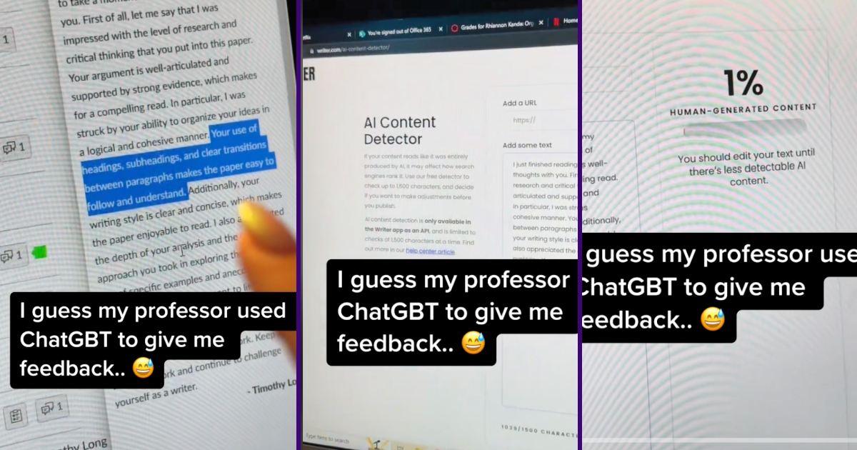ProfessorAIFeedback This Student Caught Her Professor Using ChatGPT To Give Feedback On Her Work