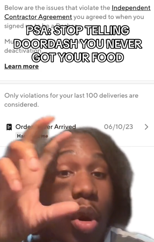 Screen Shot 2023 07 02 at 9.39.26 AM This DoorDash Driver Wants Customers to Stop Lying About Not Receiving Their Food