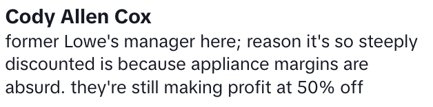 Screen Shot 2023 07 08 at 8.48.50 AM A Man Shared a Hack About How to Get Appliances for Cheap at Lowe’s