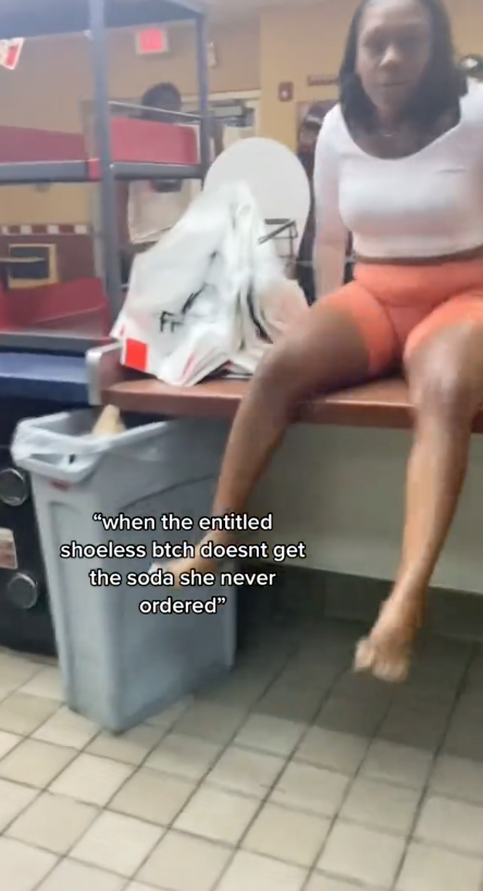 Screen Shot 2023 07 09 at 6.45.22 PM No shoes, no service! Woman Hopped Over the Counter at a Fast Food Restaurant After She Didn’t Get Her Drink