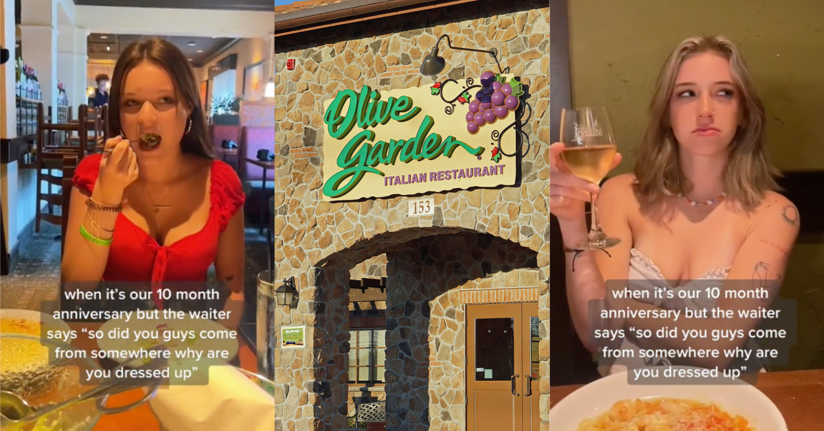 TIkTokOliveGardenDate Did you guys come from somewhere, why are you dressed up? A Couple Shared Their Strange Experience Dining At Olive Garden For Their Anniversary