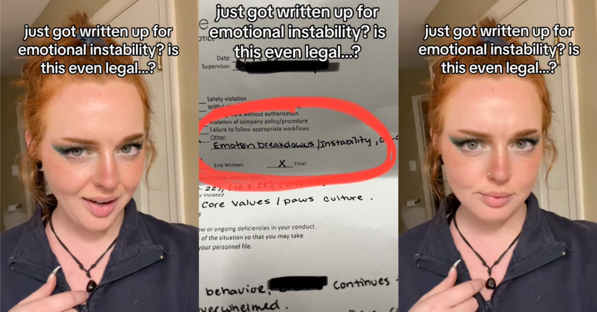 TIkTokTooEmotional I spoke an opposing opinion. A Woman Was Written up at Her Job for “Emotional Instability” Because She Asked A Clarifying Question