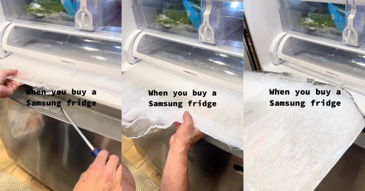 TikTokSamsungFridgeIce When you buy a Samsung fridge... Customers Have to Remove Slabs of Ice From Their New Fridges And Theyre Putting Samsung On Blast