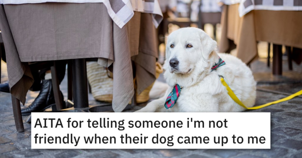 'I look at the owners and say "What the hell?" and point at the dog.' This Guy Flipped Out When A Dog Sniffed Him At A Restaurant. Should He Just Chill?