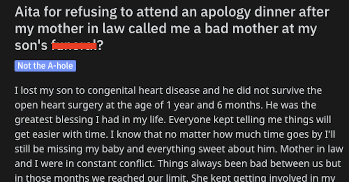 Apology Diner Refusing Attend AITA Woman Asks If Shes Wrong For Refusing To Accept An Apology After Her Mother In Law Said Something Truly Awul