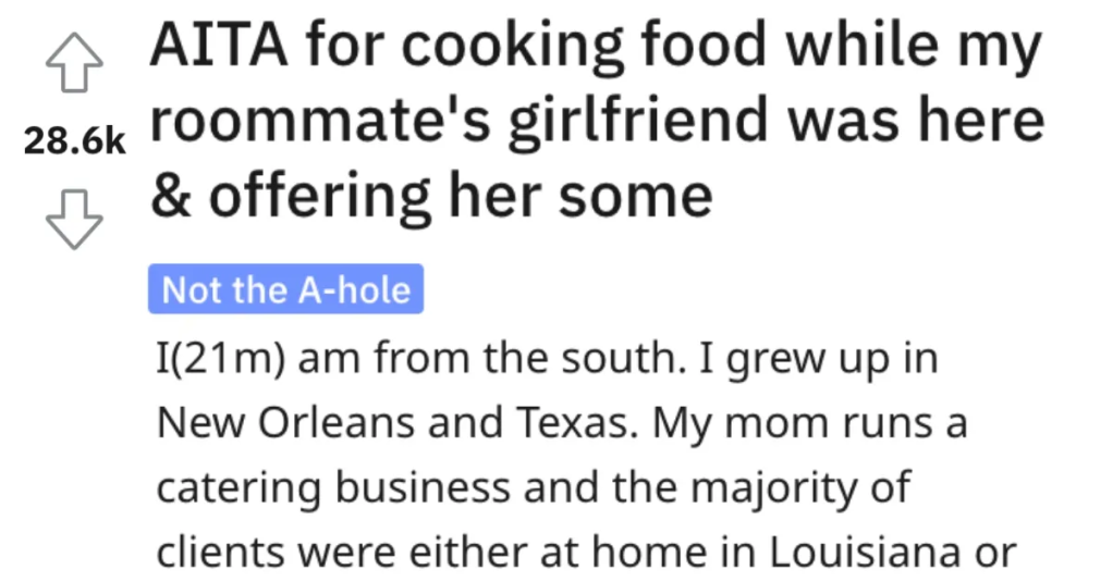 He Offered His Roommate’s Girlfriend Some of the Food He Cooked. Was He Wrong?