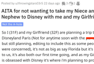 ‘The worst part is my GF is starting to feel guilty.’ This Woman’s Sister Wants Her To Take Her Kids To Disney, But She’s Planning On Proposing. Is She A Jerk?