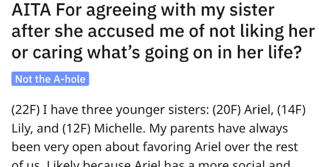'She actually rubs it in my, Lily, and Michelle’s faces.' Their Parents Play Favorites. Is The Eldest Sibling Supposed To Pretend It Doesn't Matter?