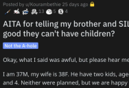 ‘Our son is not slow and you are WAY out of line here!’ Man Asks if He’s a Jerk for Telling His Brother and Sister-In-Law It’s Good That They Can’t Have Children