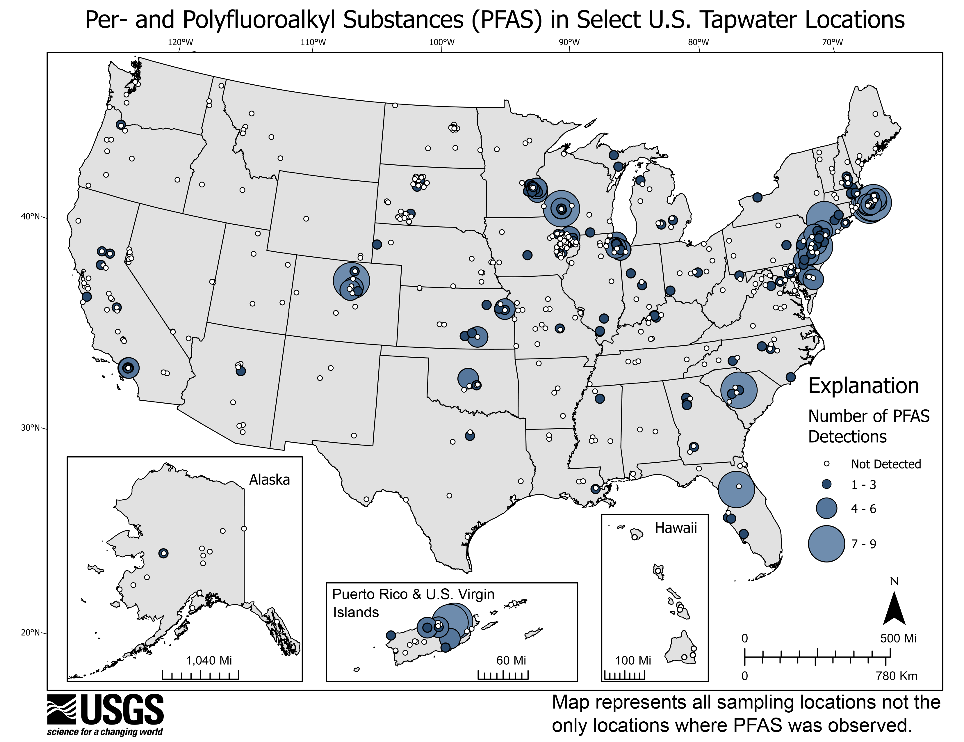 PFAS Tapwater DetectionMap 1 United States Geological Survey Study Finds Half Of Americas Tap Water Is Laced With Toxic Forever Chemicals