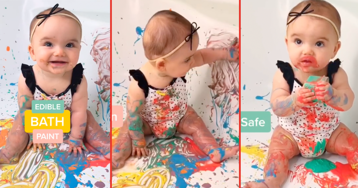 SafeBathPaint 1 Mom Shows How To Let Your Baby Get Creative And Messy Without Ruining Anything And Making Clean Up Easy