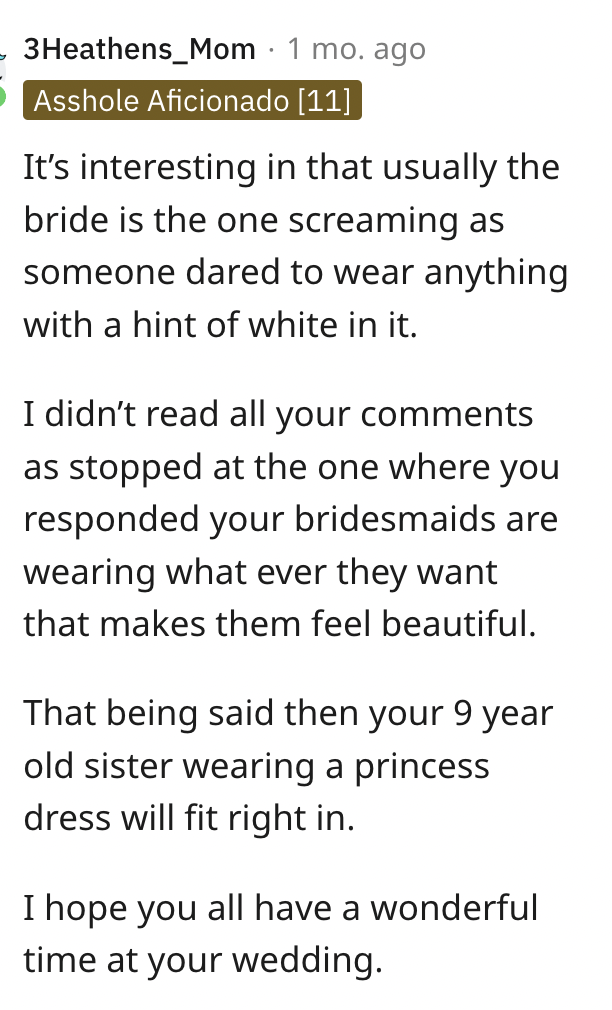 Screen Shot 2023 08 02 at 10.22.47 PM She Called Her Fiance Crazy Because He Wont Allow A 9 Year Old Junior Bridesmaid To Wear A Princess Dress. Was She Wrong?