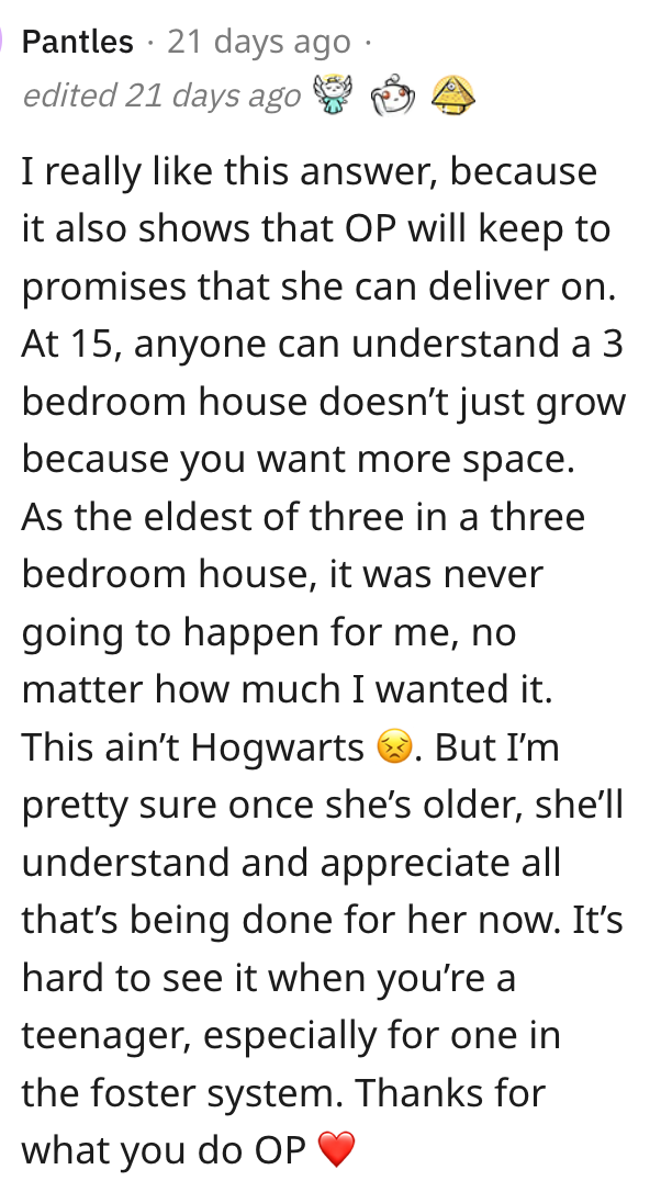 Screen Shot 2023 08 03 at 12.40.47 PM They Didnt Want To Give Their Foster Daughter Her Own Room Because Of A Promise They Made To Their Biological Daughter. Are They Wrong?