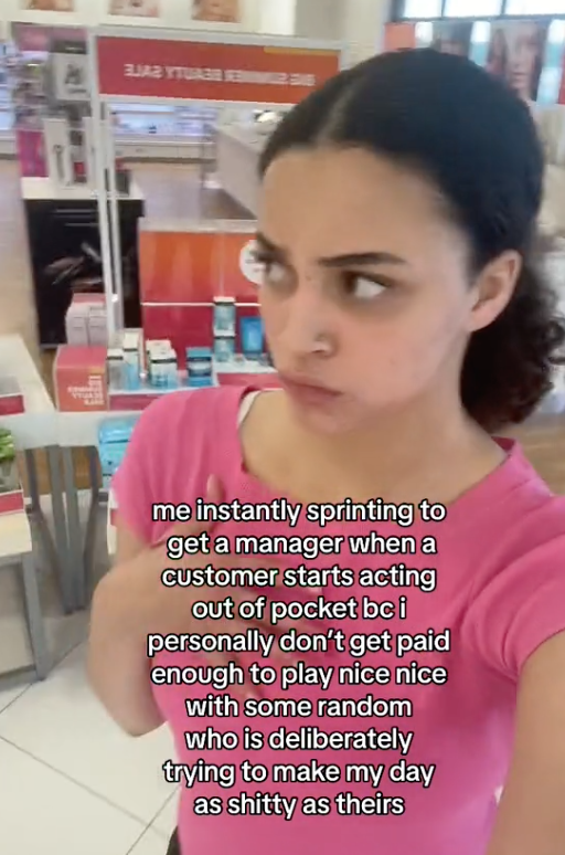 Screen Shot 2023 08 03 at 4.38.19 PM Me instantly sprinting to get a manager when a customer starts acting out of pocket... An Ulta Employee Shows How She Deals With Rude Customers