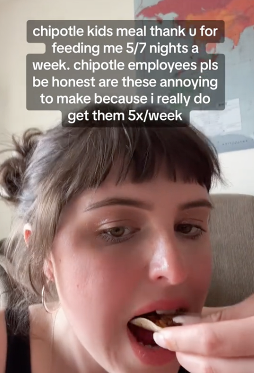 Screen Shot 2023 08 04 at 6.19.32 PM Chipotle employees pls be honest. This Woman Said She Eats the $5.40 Kids Meal at Chipotle Five Nights a Week