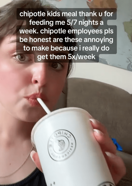 Screen Shot 2023 08 04 at 6.19.56 PM Chipotle employees pls be honest. This Woman Said She Eats the $5.40 Kids Meal at Chipotle Five Nights a Week