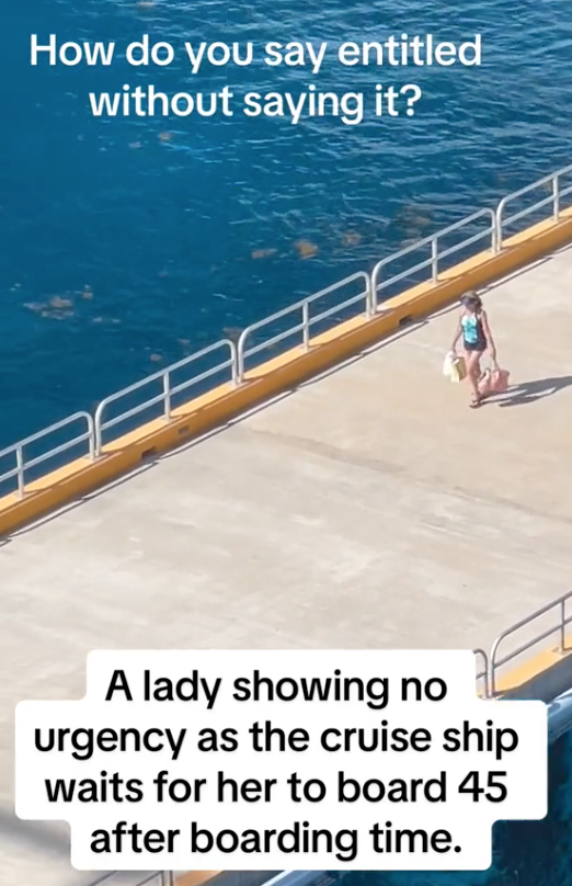 Screen Shot 2023 08 06 at 12.01.12 PM How do you say entitled without saying it? A TikTok User Called Out A Woman Who Boarded A Cruise Ship 45 Minutes Late