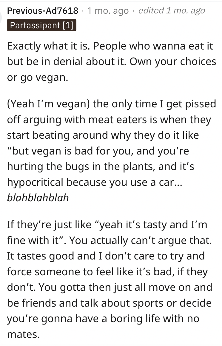 Screen Shot 2023 08 11 at 11.01.10 AM My bf wants me to “fix” the situation. Shes Vegan And Asks If Shes Wrong For Referring To Meat As Body Parts To Her Boyfriends Family.