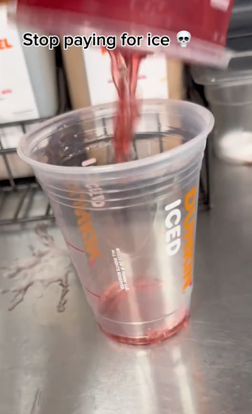 Screen Shot 2023 08 12 at 3.53.41 PM Stop paying for ice. A Dunkin’ Donuts Employee Shows That A Small Drink With No Ice Is Same As A Large Drink With Ice