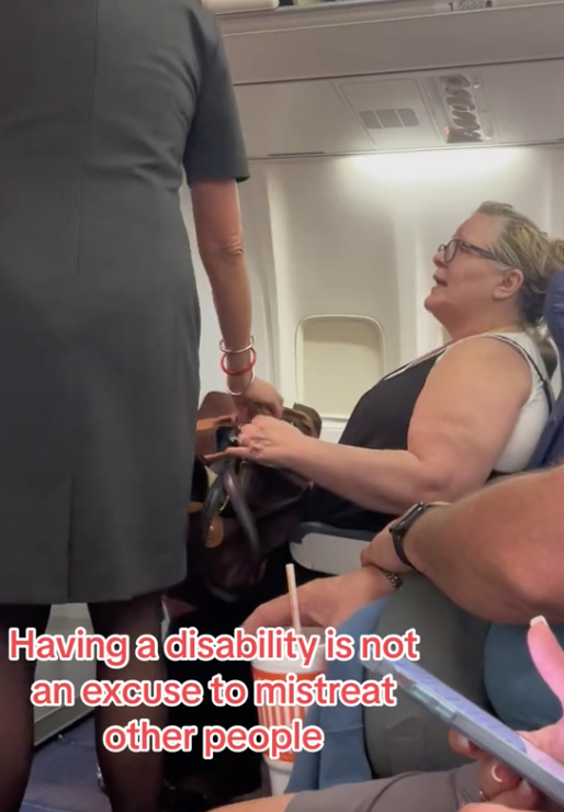 Screen Shot 2023 08 17 at 2.25.08 PM Having a disability is not an excuse to mistreat other people. A Passenger Demanded That A Flight Attendant Move Her Bag and Buckle Her Seatbelt for Her