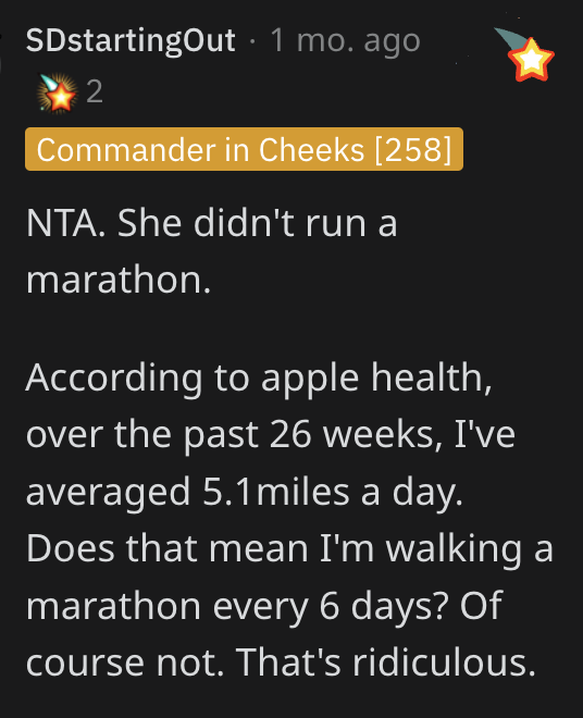 Screen Shot 2023 08 21 at 11.03.32 PM It was a virtual marathon that she started late last year and apparently completed this year. Her Sister In Law Claims She Ran A Marathon, But She Disagrees That It Actually Counts. Is She Wrong?