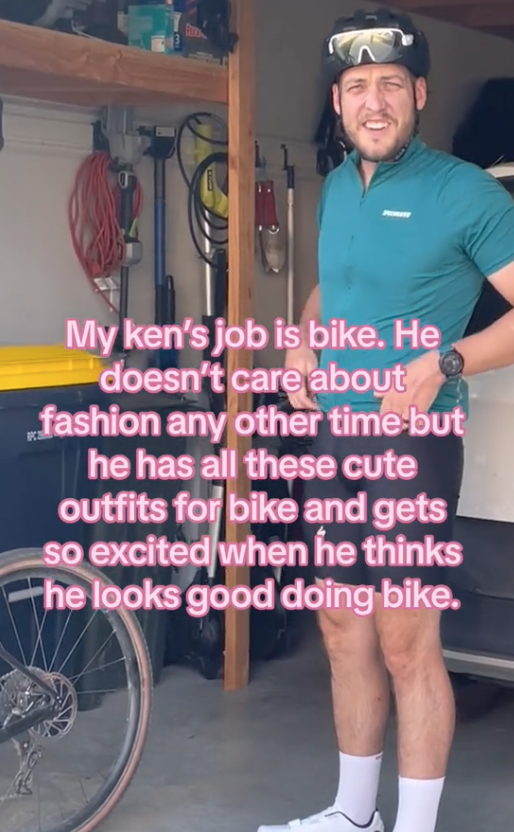 Screen Shot 2023 08 24 at 3.03.02 PM He has all these cute outfits for bike. Men Showing Their “Ken’s Job” Is a Viral TikTok Trend