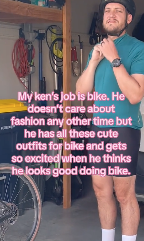 Screen Shot 2023 08 24 at 3.04.07 PM He has all these cute outfits for bike. Men Showing Their “Ken’s Job” Is a Viral TikTok Trend