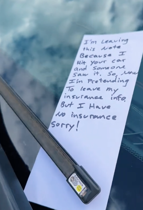 Screen Shot 2023 08 29 at 9.49.35 AM Im leaving this note because I hit your car and someone saw it. A Man’s TikTok Videos About His Wrecked Car Went Viral And The Truth Finally Came Out