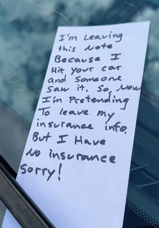 Screen Shot 2023 08 29 at 9.49.43 AM Im leaving this note because I hit your car and someone saw it. A Man’s TikTok Videos About His Wrecked Car Went Viral And The Truth Finally Came Out
