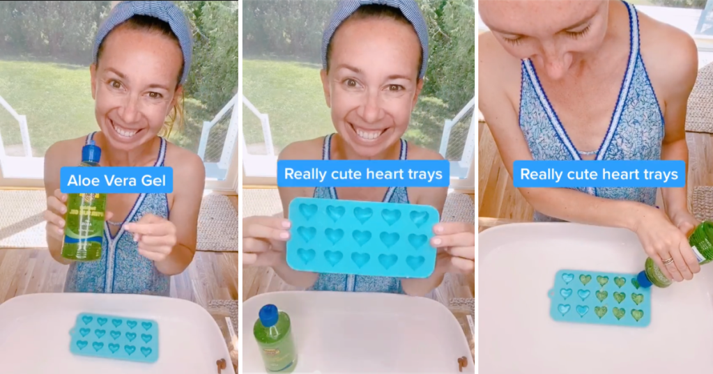 Mom Shows A Creative Way To Help Your Kiddos Soothe A Sunburn With Frozen Aloe Vera