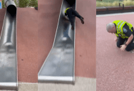A Video Of A Boston Cop Flying Out Of A Child’s Slide Became A Viral Meme