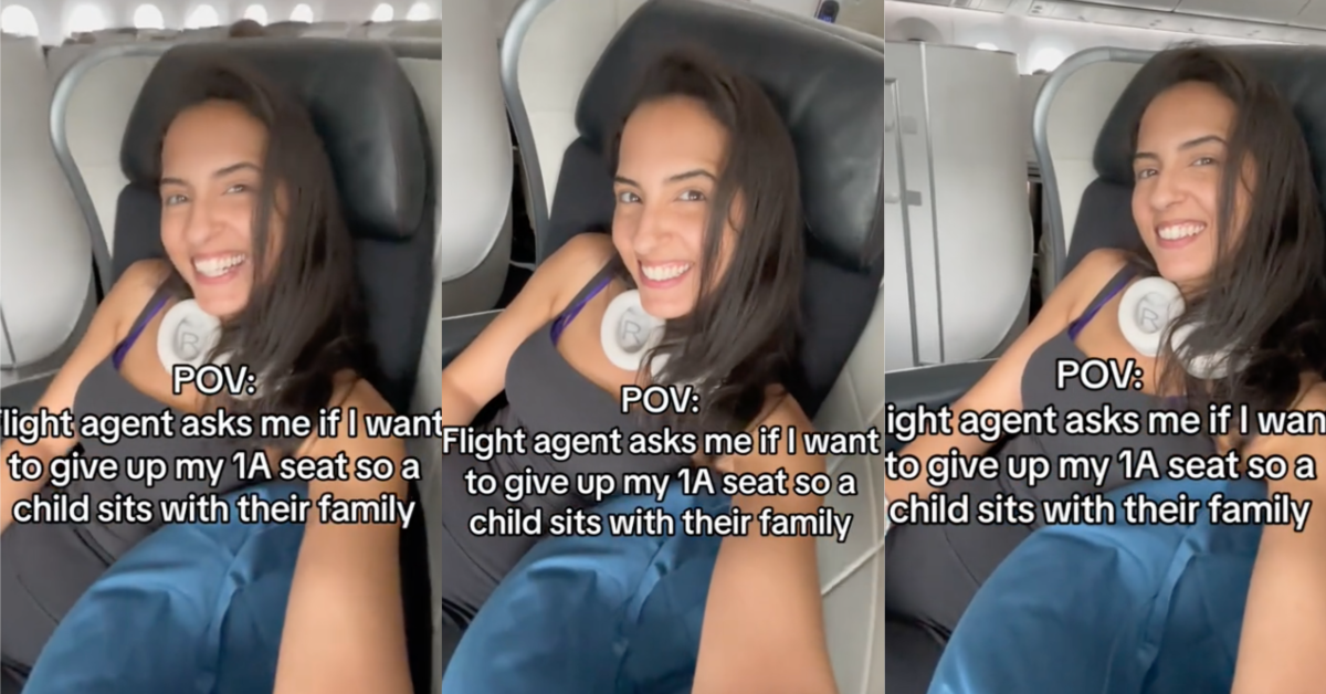 TikTokFlyingBaby Would you have given up your seat? A Woman Refused To Give Up Her First Class Seat So A Child Could Sit With Their Family And The Internet Applauds