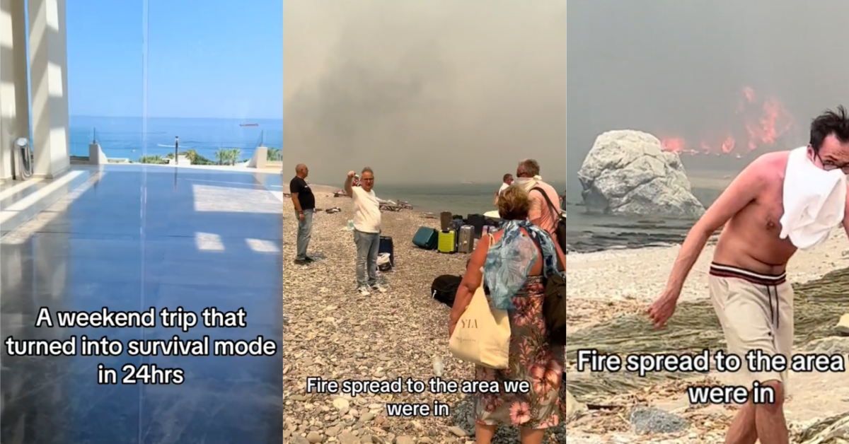TikTokGreeceFire Weekend trip that turned into survival mode in 24 hours. A Woman Shared A Video Showing Her Escape From Wildfires In Greece