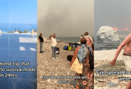 ‘Weekend trip that turned into survival mode in 24 hours.’ A Woman Shared A Video Showing Her Escape From Wildfires In Greece