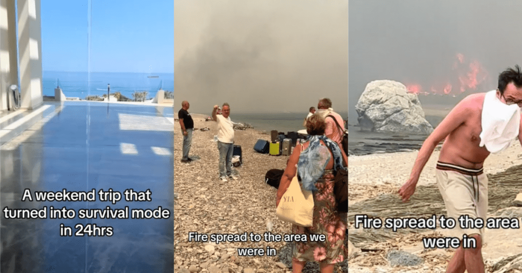 'Weekend trip that turned into survival mode in 24 hours.' A Woman Shared A Video Showing Her Escape From Wildfires In Greece