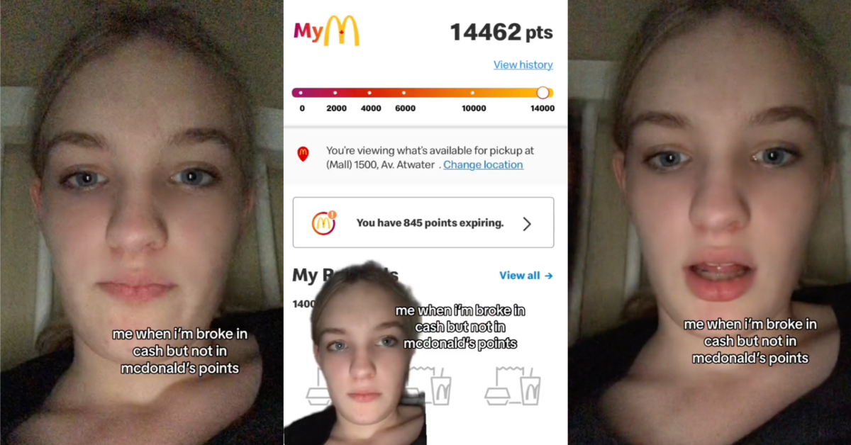 TikTokMcDsPoints How are you guys so good at saving them? Shes Broke But She Forgot She Had Over 14,000 McDonald’s Points