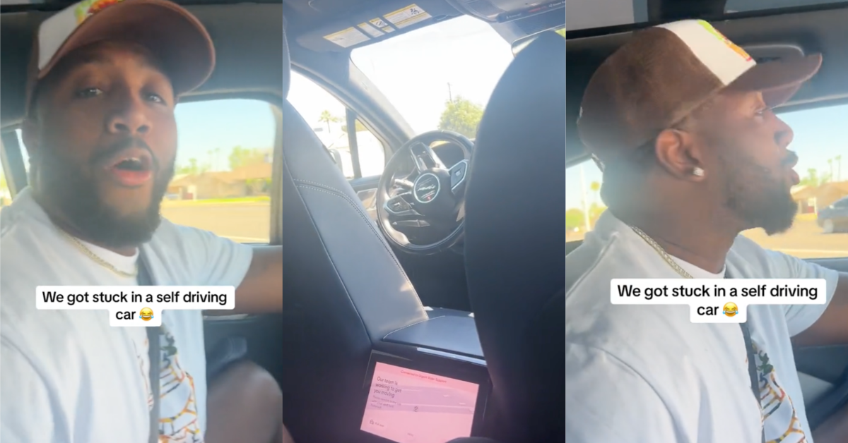 TikTokSelfDrivingCar Never getting in one of them. TikTok Video Shows People Who Got Stuck in a Self Driving Car