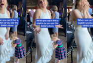 ‘Do not recommend serving ketchup with the chicken nuggets.’ A Little Girl Used A Bride’s Wedding Dress As A Tissue And It’s Hilariously Adorable