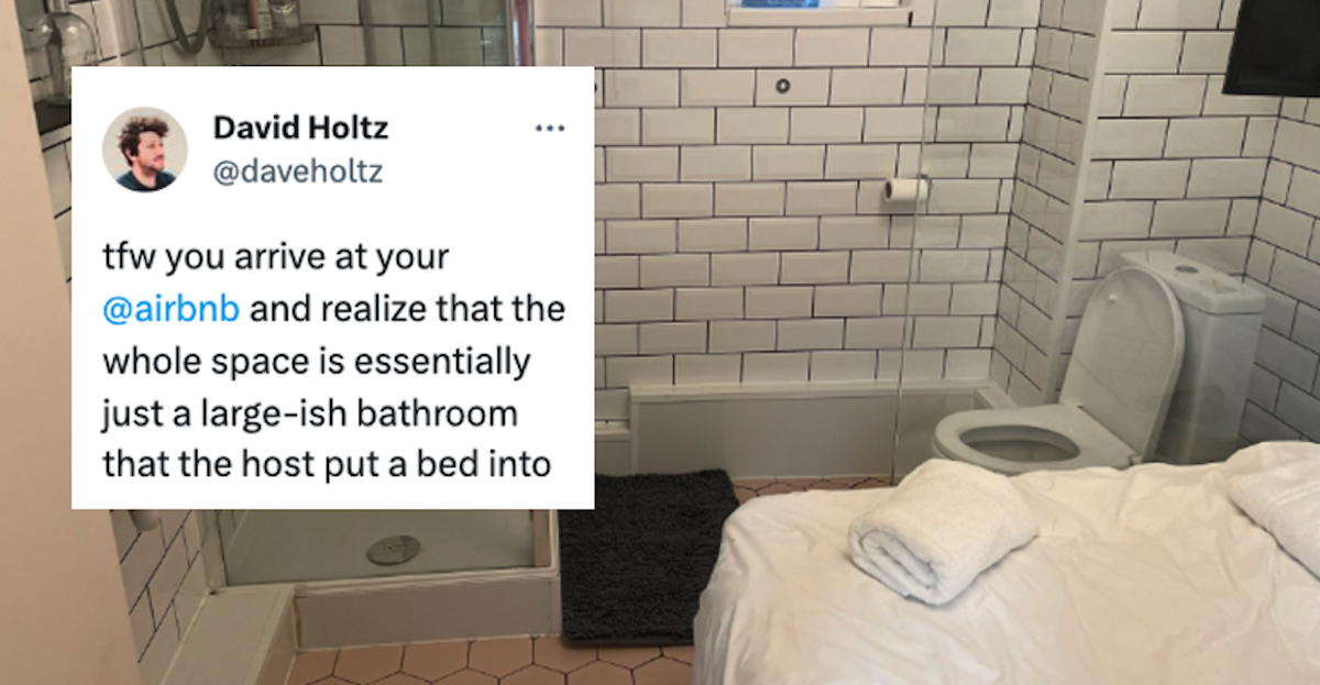 Weird AirBnb Bathroom TWT A Man Got to His Airbnb Rental and Realized It’s a Big Bathroom With a Bed in It