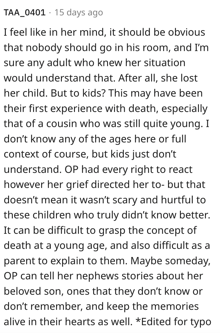 Screen Shot 2023 09 05 at 11.26.18 PM Get out! Never come in this room again! Does This Grieving Mom Owe Her Nephews An Apology?