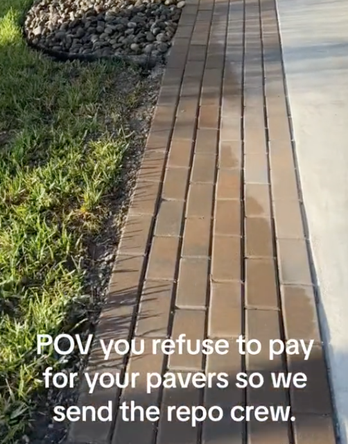 Screen Shot 2023 09 05 at 3.05.26 PM You refuse to pay so we send the repo crew. A Landscaping Crew Took Back Their Driveway Pavers After Homeowners Tried To Rip Them Off