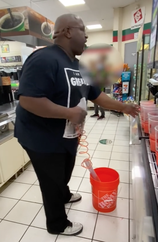 Screen Shot 2023 09 05 at 3.21.48 PM You cant just make your own rules. 7 Eleven Customer Tried to Fill Up A 5 Gallon Bucket With Slurpee And Got Shut Down