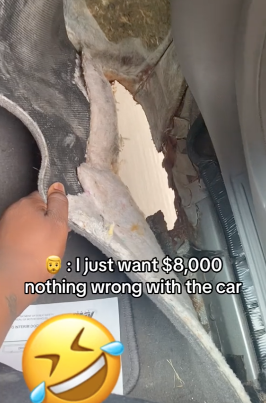 Screen Shot 2023 09 05 at 3.26.43 PM I just want $8,000, nothing wrong with the car. A Person Found A Hole In The Bottom Of A Car They Were Thinking About Buying