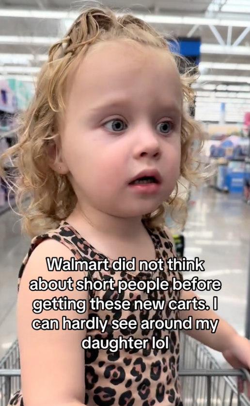 Screen Shot 2023 09 06 at 5.03.27 PM I can hardly see around my daughter. A Short Walmart Shopper Said The New Carts At The Store Are Too Tall