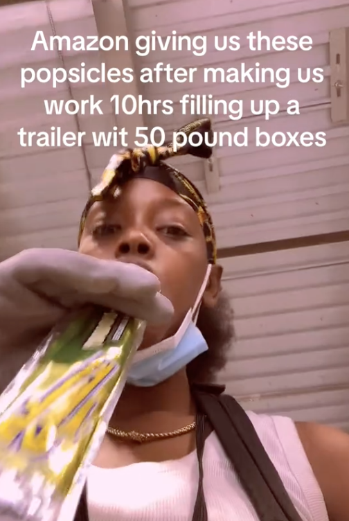 Screen Shot 2023 09 06 at 5.40.04 PM They have women and older ppl working in trailers. An Amazon Warehouse Worker Was Given Popsicles After Working 10 Hours In The Heat
