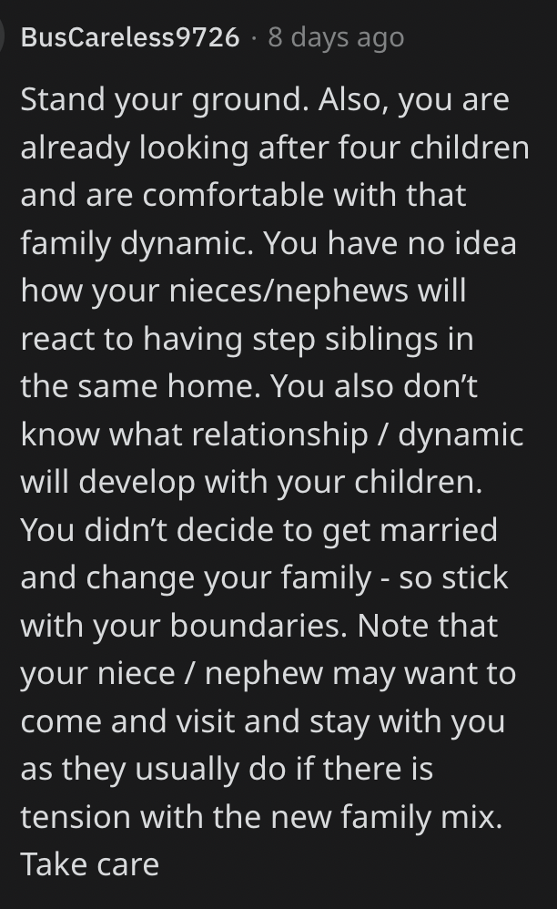 Screen Shot 2023 09 07 at 1.39.55 PM She Refused To Care For Her Sisters New Stepkids. Is She Being Unreasonable?