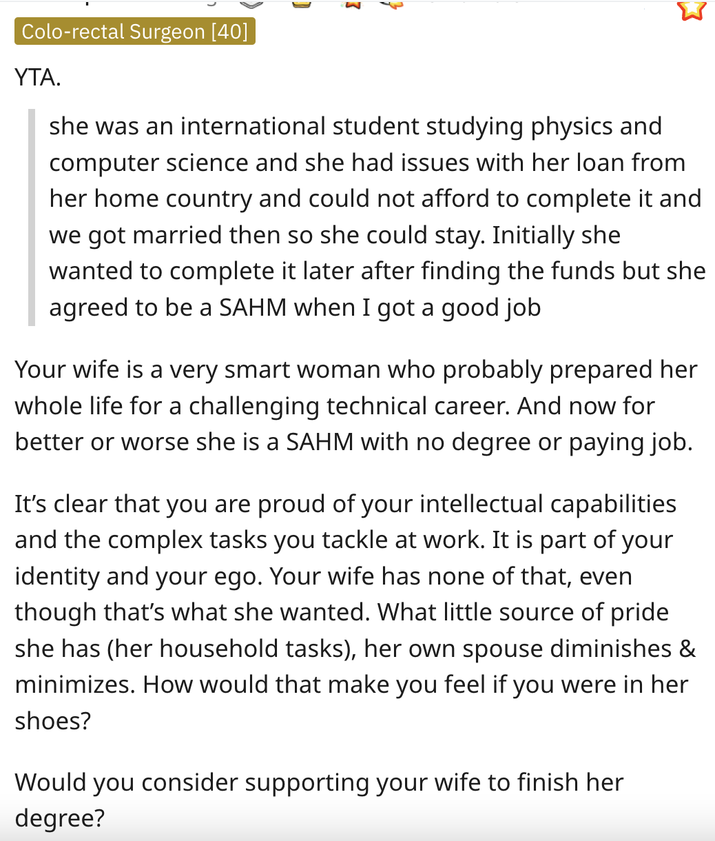 Screen Shot 2023 09 07 at 12.51.00 PM She said that I would never be able to do that... His Wife Claims He Couldnt Take Over Her Housework, But He Thinks It Would Be Easy. Whos Right?