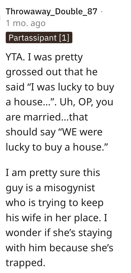 Screen Shot 2023 09 07 at 12.53.23 PM She said that I would never be able to do that... His Wife Claims He Couldnt Take Over Her Housework, But He Thinks It Would Be Easy. Whos Right?