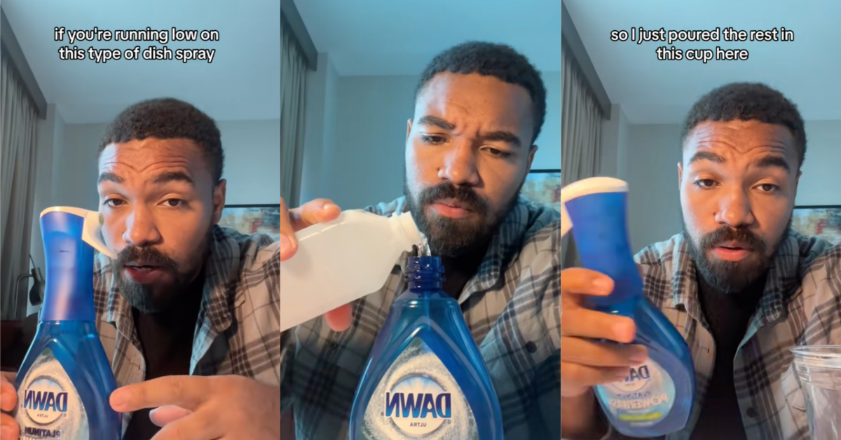 Guy Shows How To Refill Dawn Dish Spray So They Don't Have To Buy New Bottles