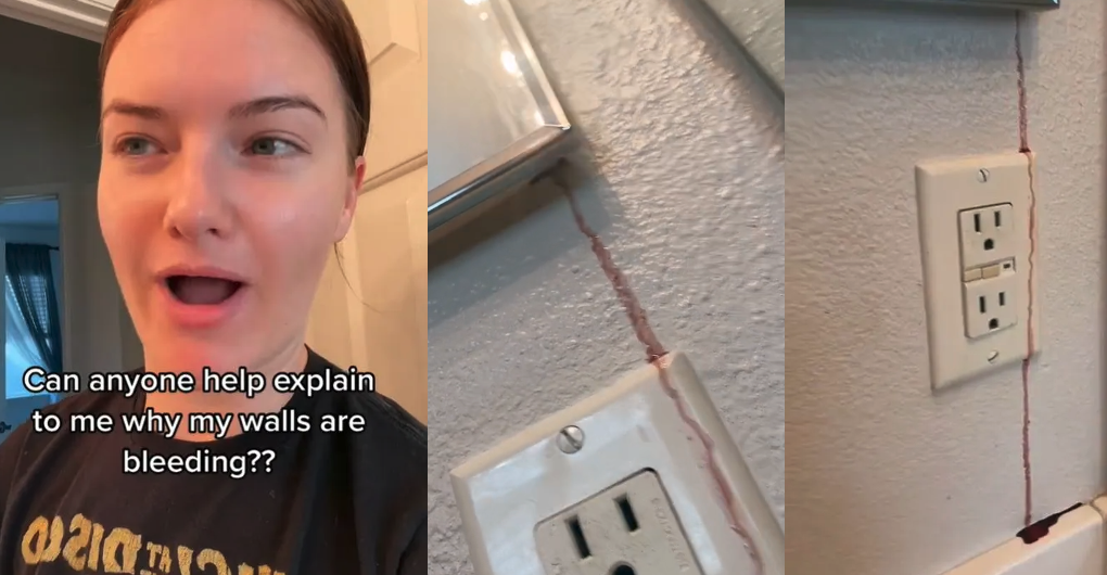 'What's on the other side of the wall?' Woman Claims Her Bathroom Wall Is Bleeding And It Looks Pretty Creepy